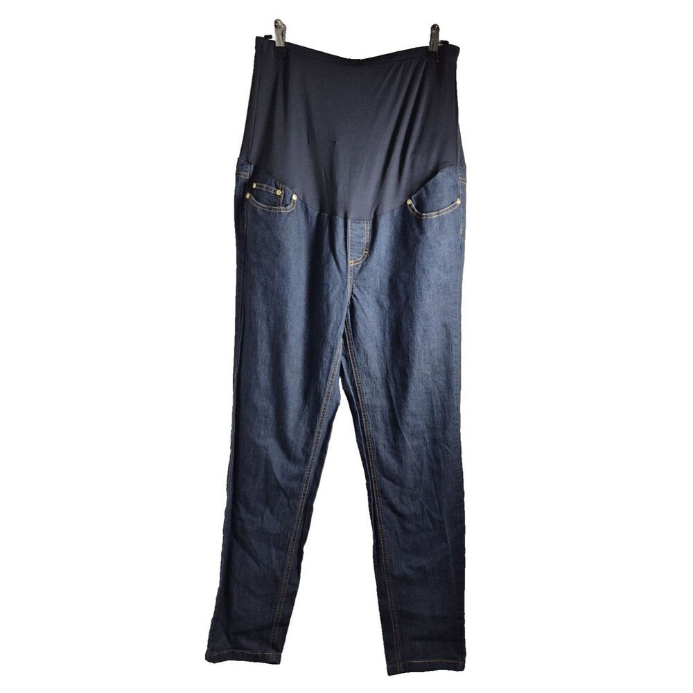 Oh! Mamma Women's Maternity Skinny Boyfriend Jeans with Full Panel DARK WASH L